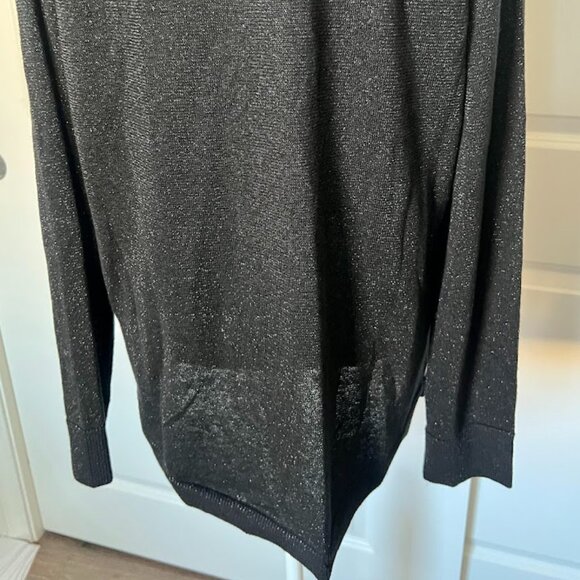 Michael Kors Silver Black Long Sleeve Striped Metallic Sweater Size Large - Picture 9 of 12